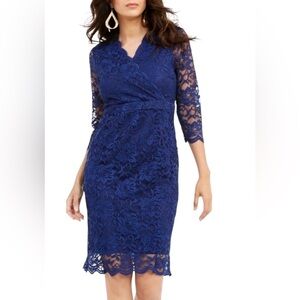 Thalia Sodi Lace Sheath Dress, Lazulite, Extra Small.
